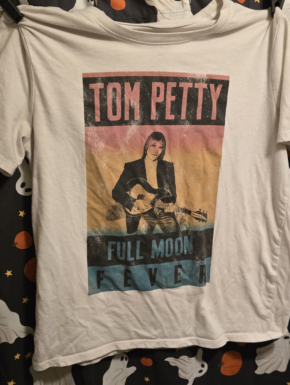 White "Full Moon Fever" Graphic Cat Tee